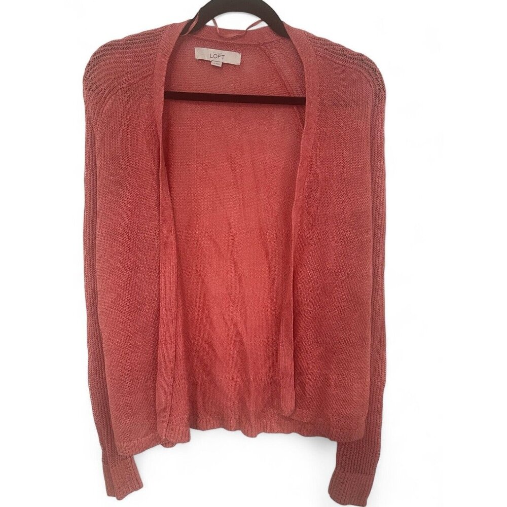 Loft XS Sweater Cardigan Long Sleeve Open Coral Size Large #023